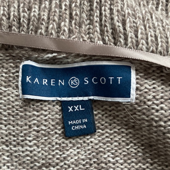 Karen Scott Open Front Brown Long Sleeve Knit Cardigan - Picture 7 of 10